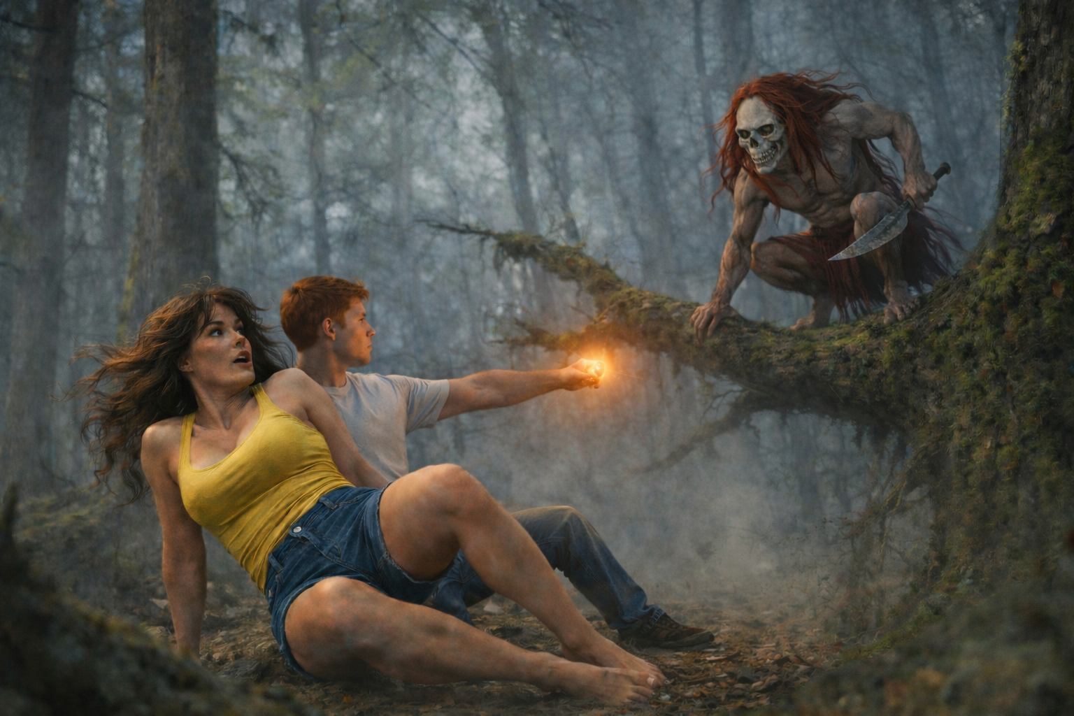 The Skull-faced Creature Crouched on the Branch